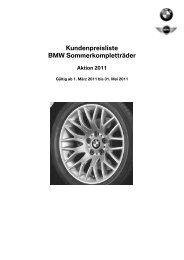 Kundenpreisliste BMW Sommerkompletträder - Christian Jakob AG