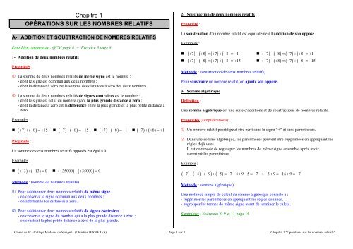 Nombres relatifs