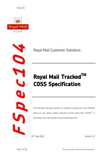 Royal Mail Royal Mail Tracked COSS Specification Specification ...
