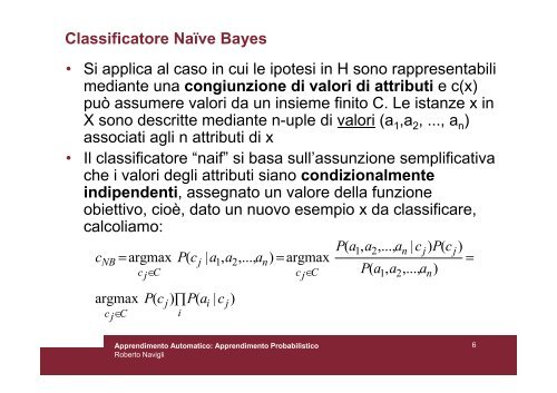 Apprendimento Automatico: Apprendimento Bayesiano - TWiki