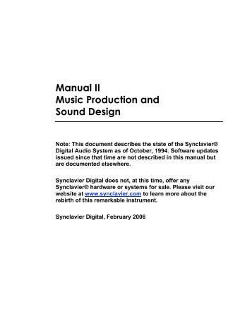 Manual II Music Production and Sound Design - Synclavier!