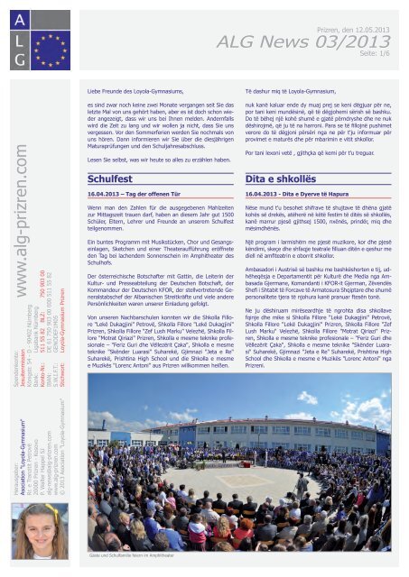 ALG News 03/2013 - Asociation Loyola Gymnasium - Prizren