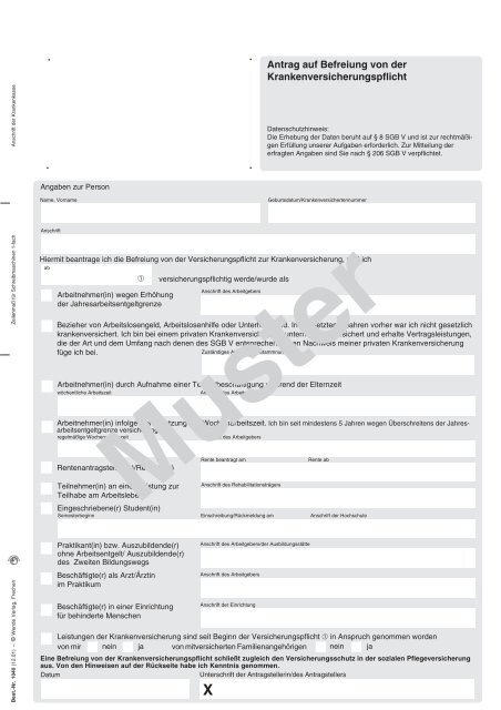Antrag auf Befreiung von der Krankenversicherungspflicht