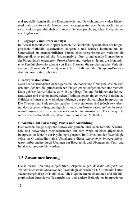 Psychologische Interpretation. - Jochen Fahrenberg