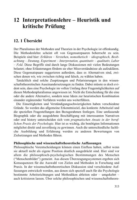 Psychologische Interpretation. - Jochen Fahrenberg