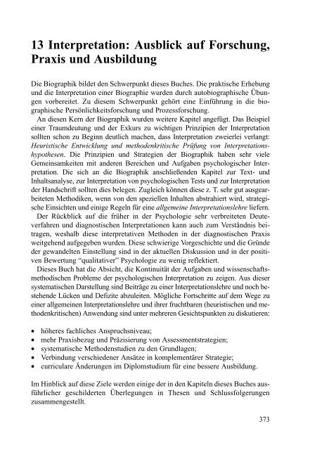 Psychologische Interpretation. - Jochen Fahrenberg