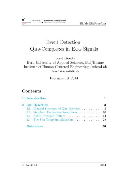 Event Detection: Qrs-Complexes in Ecg Signals - microLab