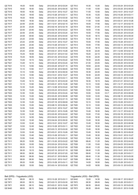 Flight schedule - Air Asia