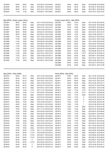 Flight schedule - Air Asia