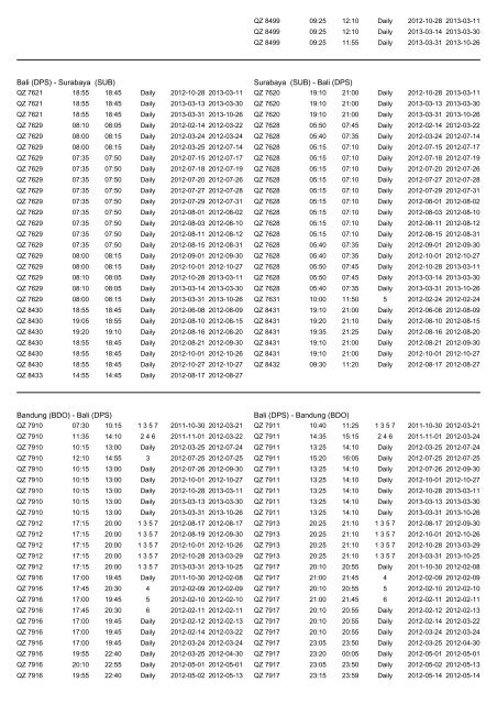 Flight schedule - Air Asia