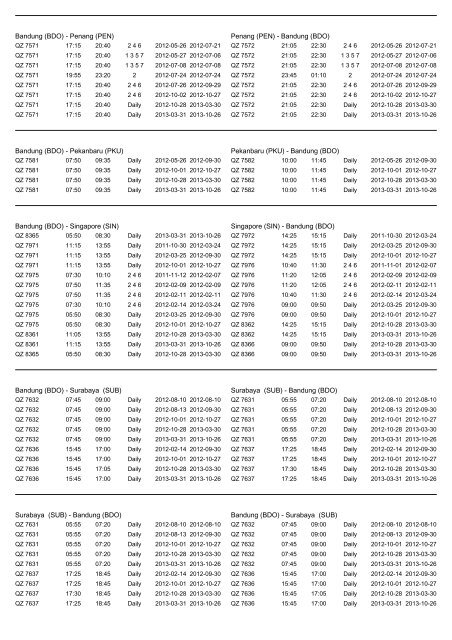 Flight schedule - Air Asia