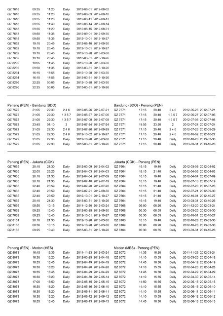 Flight schedule - Air Asia