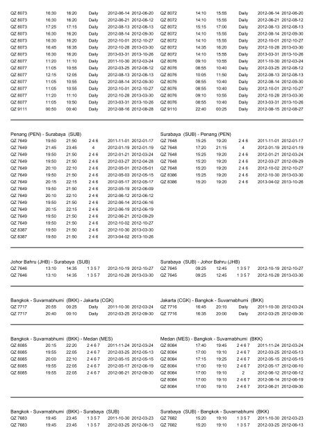 Flight schedule - Air Asia