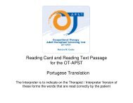 Reading Card and Reading Text Passage for the OT-APST ...