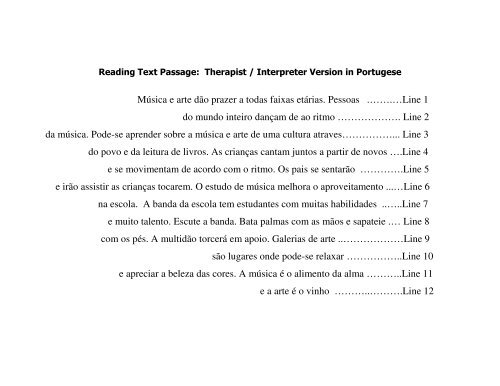 Reading Card and Reading Text Passage for the OT-APST ...