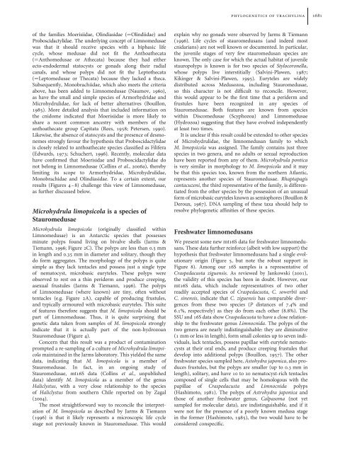 Phylogenetics of Trachylina (Cnidaria: Hydrozoa) with new insights ...