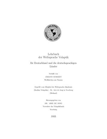 Lehrbuch der Weltsprache Volapük