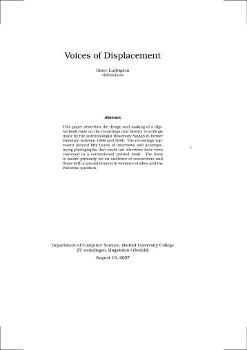 Voices of Displacement - Al Mashriq - HÃ¸gskolen i Ãstfold