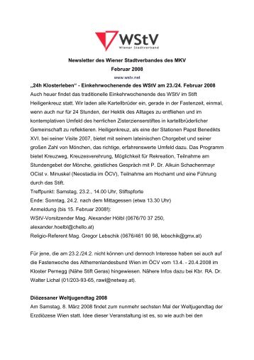 WStV newsletter Febr. 08 - Wiener Stadtverband des MKV (WStV)