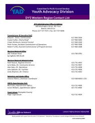 DYS Western Region Contact List - the Youth Advocacy Division