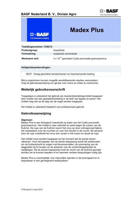 Etiket Madex Plus - BASF Agro