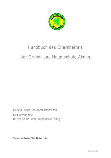 Handbuch des Elternbeirats der Grund- und Hauptschule Aising