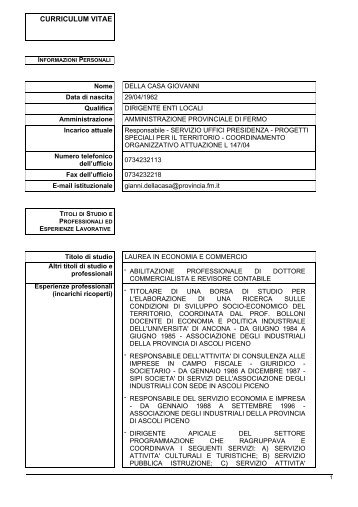 curriculum vitae - Provincia di Fermo