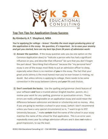 sample of admission essay