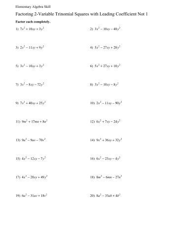 35 Factoring Trinomials A 1 Worksheet - Free Worksheet Spreadsheet