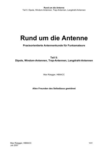 Teil 5: Rund um die Antenne - Amateurfunk