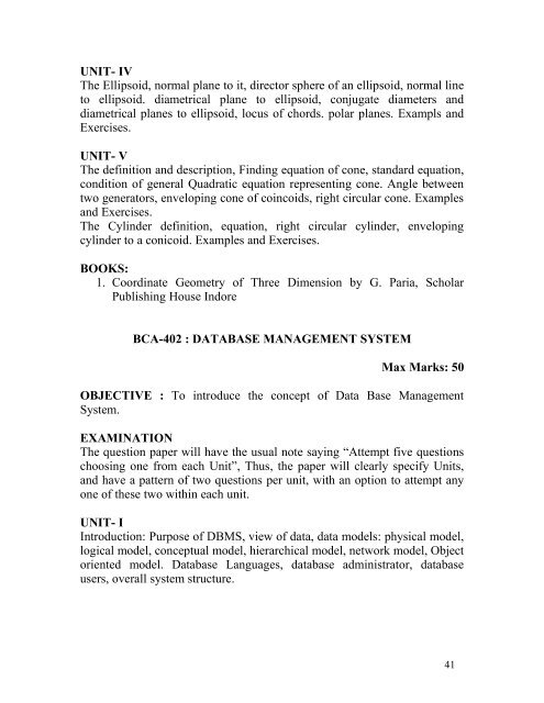 BCA PART I semester-wise scheme: 2007-2008 ... - Vikram University