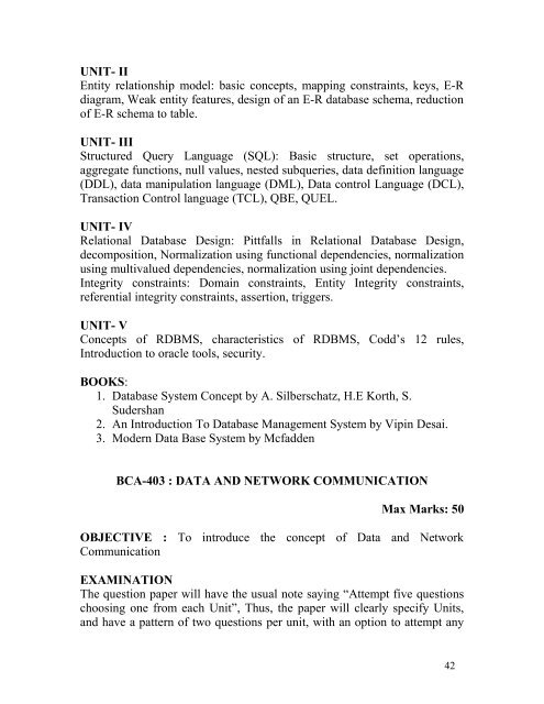 BCA PART I semester-wise scheme: 2007-2008 ... - Vikram University