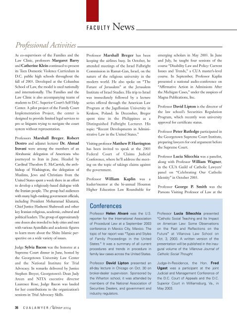 CUA Cover Winter 2004 final (Page 2) - Columbus School of Law