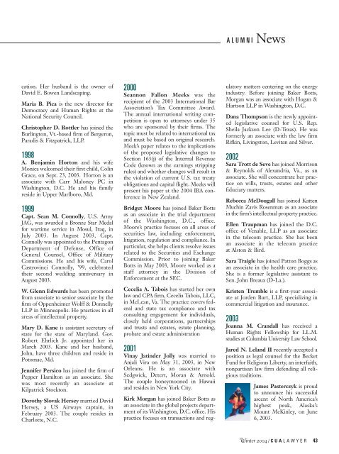 CUA Cover Winter 2004 final (Page 2) - Columbus School of Law