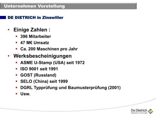 die DE DIETRICH Qualitätsmarke - EAS Engineering Automation ...