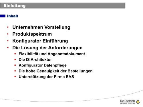 die DE DIETRICH Qualitätsmarke - EAS Engineering Automation ...