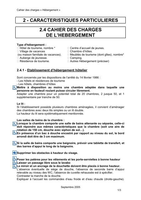 2 - caracteristiques particulieres 2.4 cahier des charges de l ...