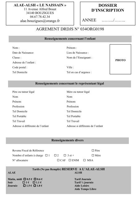 Télécharger la fiche de renseignement annuelle ... - Bouzigues