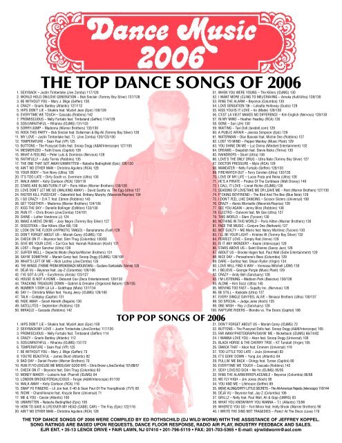 top pop songs of 2006 - Djwildworm.com