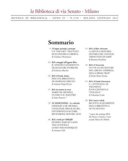 Scarica l'edizione di gennaio - Fondazione Biblioteca di via Senato