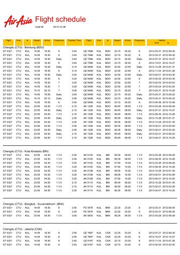 Flight schedule - Air Asia