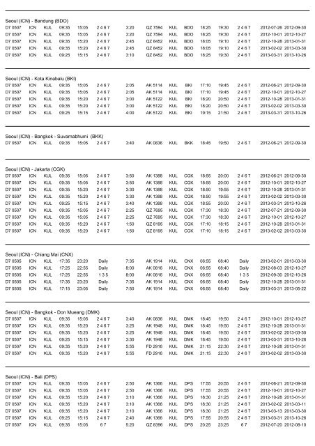 Flight schedule - Air Asia