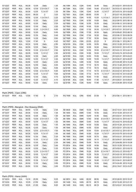 Flight schedule - Air Asia