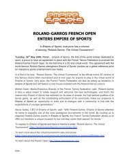 ROLAND-GARROS FRENCH OPEN ENTERS EMPIRE OF SPORTS