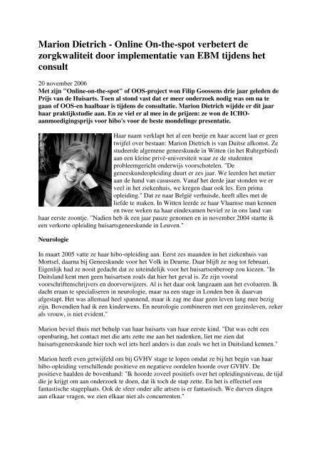 Marion Dietrich - Online On-the-spot verbetert de ... - GVHV