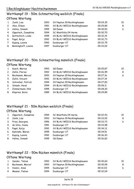 Kompaktes Protokoll - SV BLAU-WEISS Recklinghausen