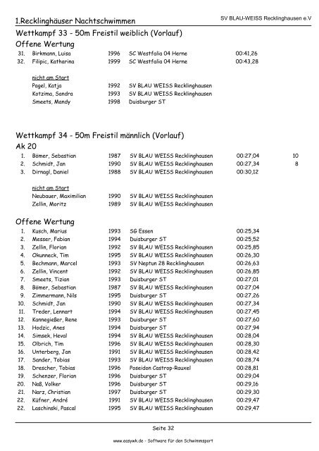 Kompaktes Protokoll - SV BLAU-WEISS Recklinghausen