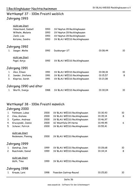 Kompaktes Protokoll - SV BLAU-WEISS Recklinghausen