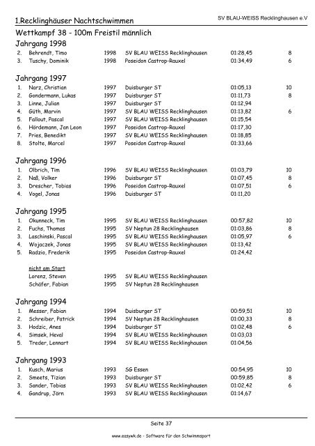 Kompaktes Protokoll - SV BLAU-WEISS Recklinghausen