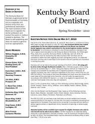 required address changes - Kentucky: Board of Dentistry